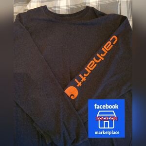 Carhartt Charcoal Gray Long Sleeve Shirt with Orange Logo